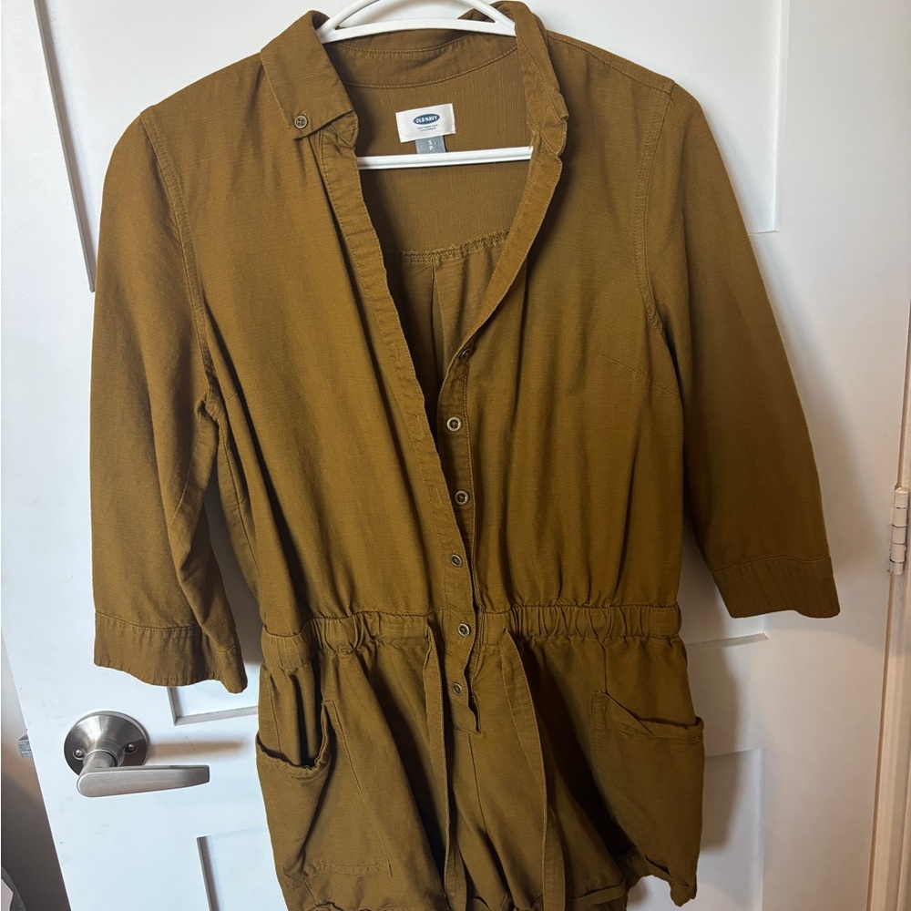Casual Olive Green Utility Romper